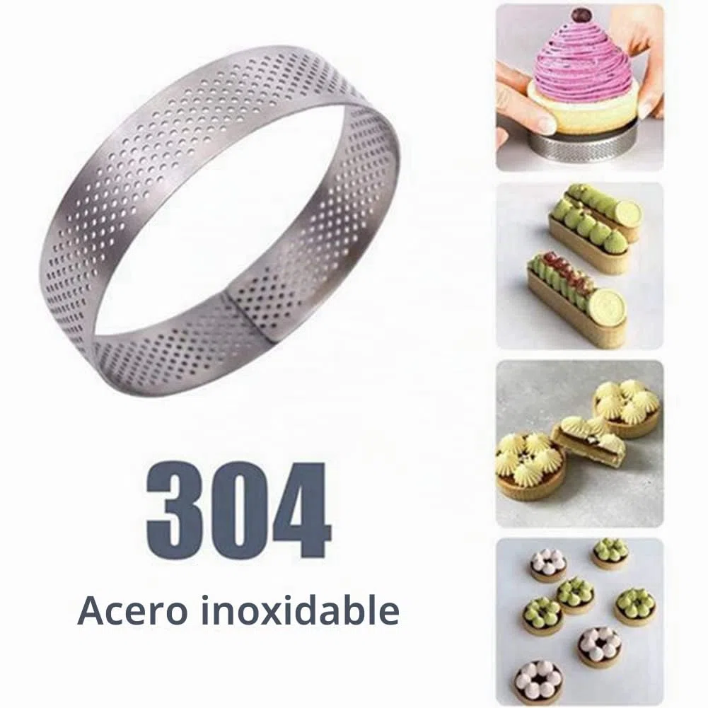 20 anillos redondos para tartas con orificios, frutas, quiches, mousses – Molde de horno 8 cm