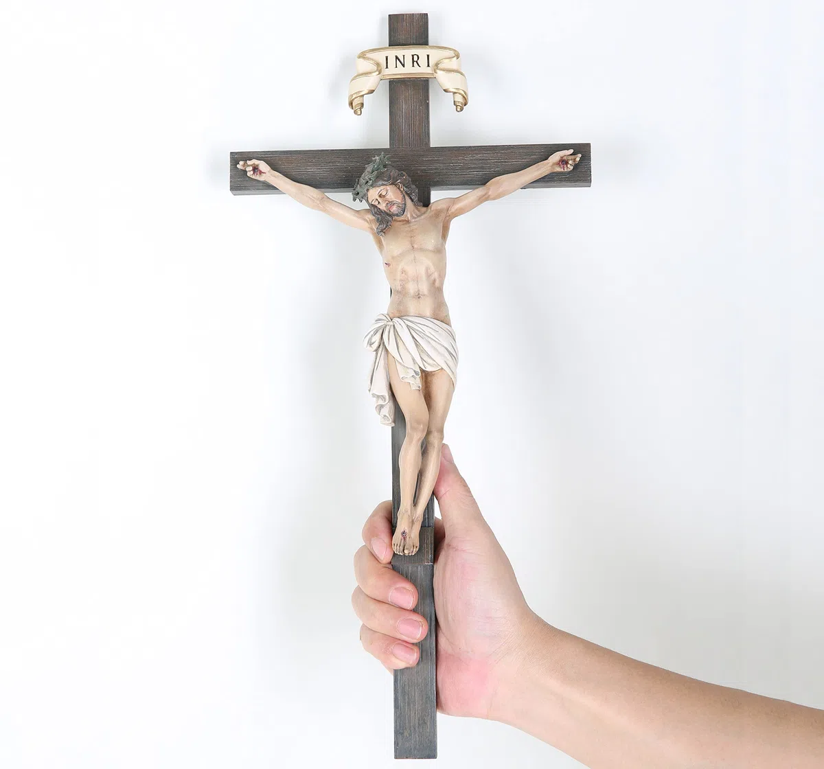 Cruz de pared con crucifijo católico BC de 40,6 cm de alto, Jesucristo, decoración del hogar, regalos religiosos coleccionables, escultura renacentista hecha a mano por Buildclassic