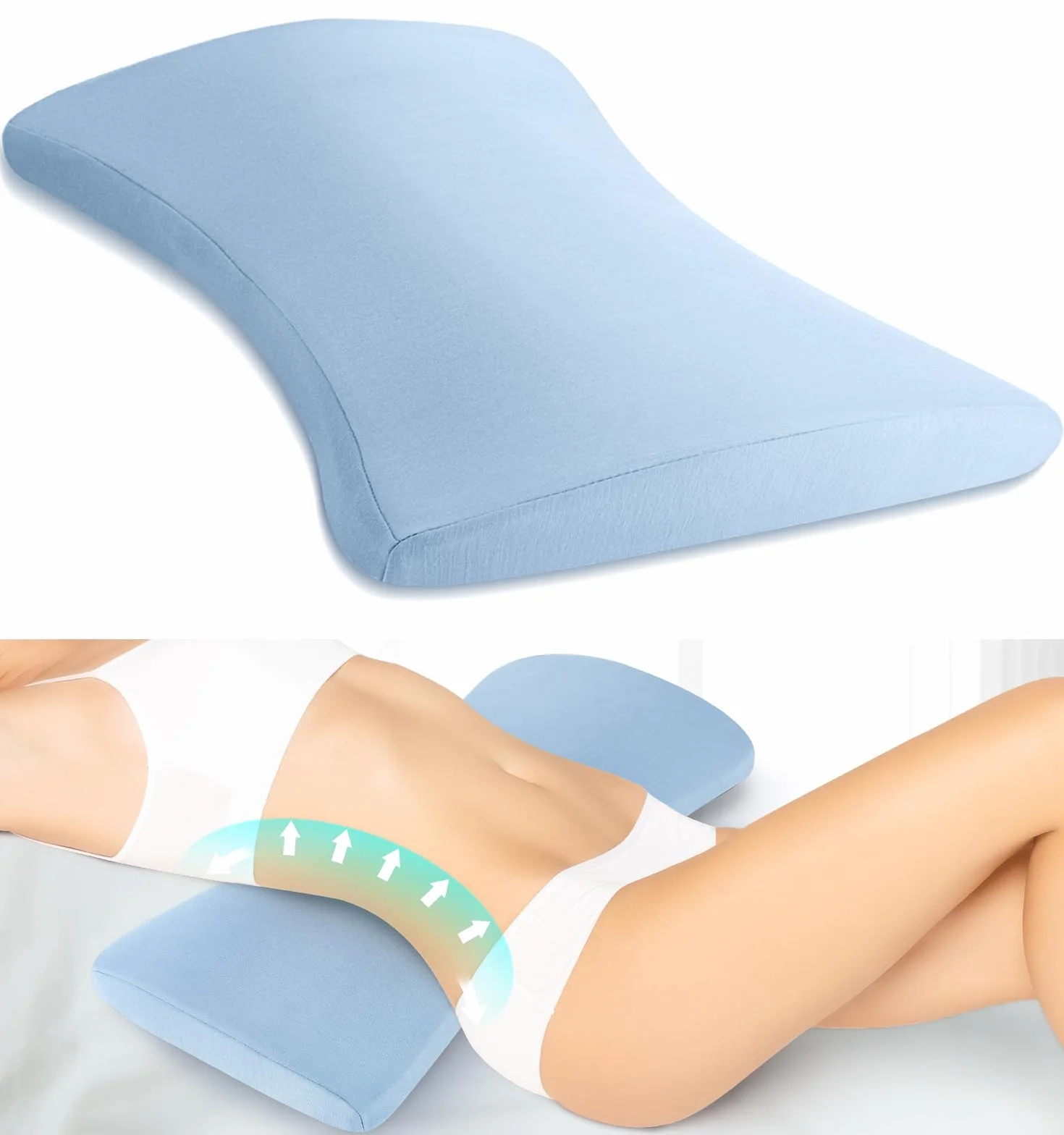 Almohada de apoyo lumbar para aliviar el dolor de espalda: almohada de espalda baja para dormir, almohada de cintura de espuma viscoelástica, almohada de cuña para dormir de lado, espalda y boca