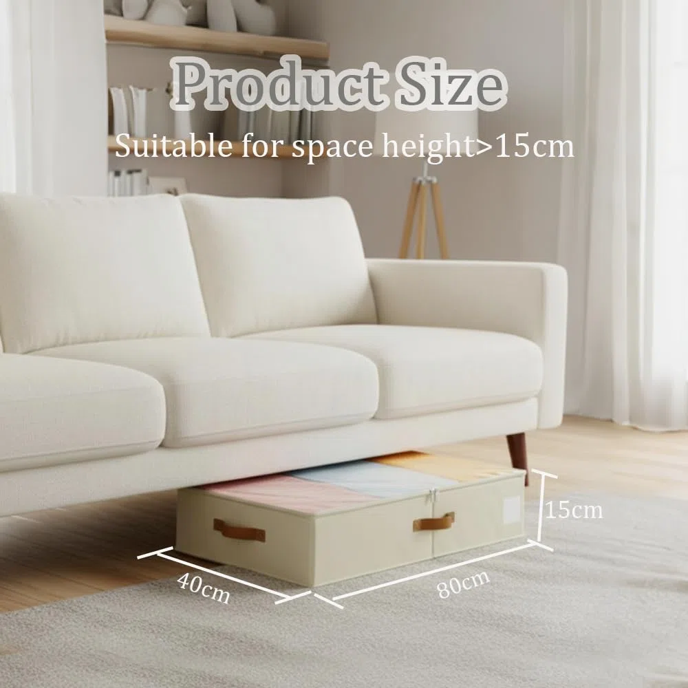Contenedores de Almacenaje para Debajo de la Cama,Con placas de soporte alrededor y en la parte baja, 2 Piezas Arcones para Guardar Ropa Plegables (Beige, Con placa base)
