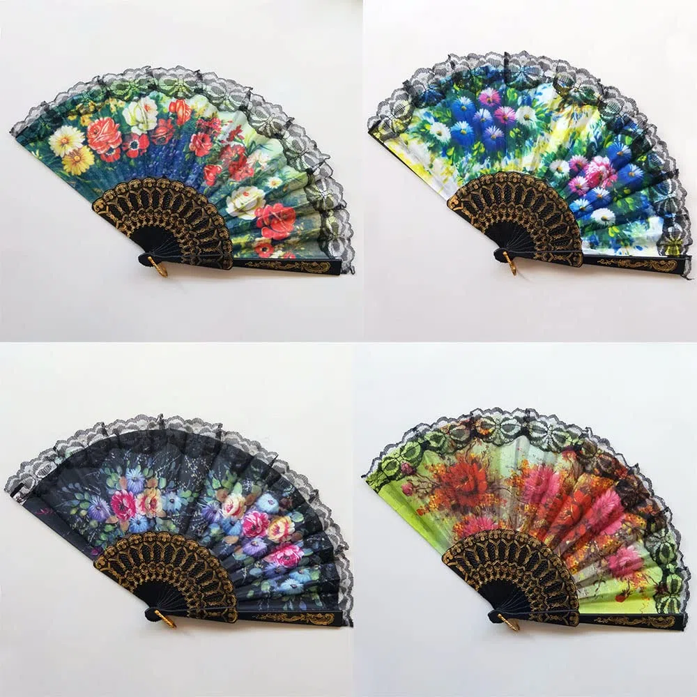 SITAER Abanico de Mano Plegable español, abanicos de Mano de Verano Vintage para Fiestas de Baile para niñas y Mujeres (12 Piezas)
