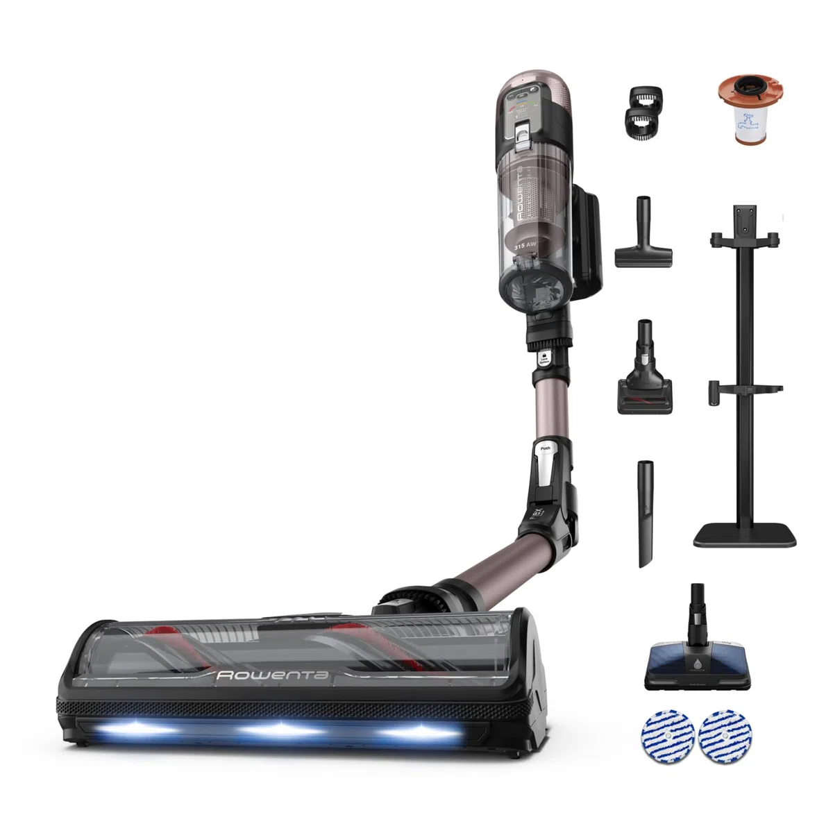 Rowenta RH9CD9E0 X-Force Flex 16.60 Animal Aqua, Aspiradora inalámbrica, Negro/Cobre