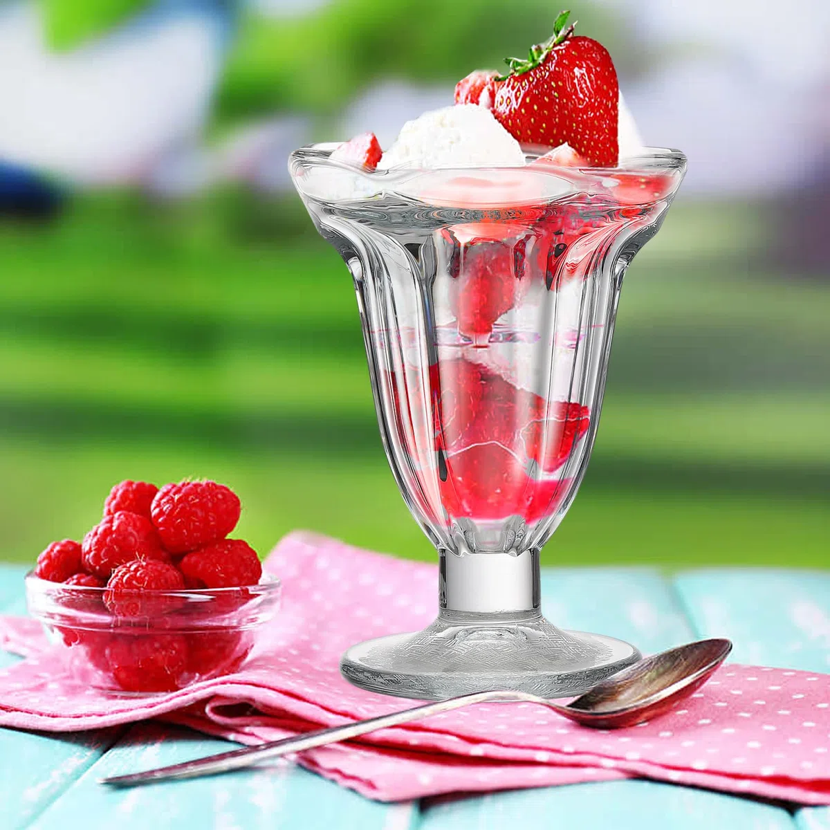 6 Vasos de Cristal para Helado, 6.7 Oz, Vasos Transparentes para Batidos, Tazones de Postre, Vasos de Vidrio para Helado, Vasos para Batidos, Vasos de Yogur, Vasos de Vidrio para Postres,(Claro)