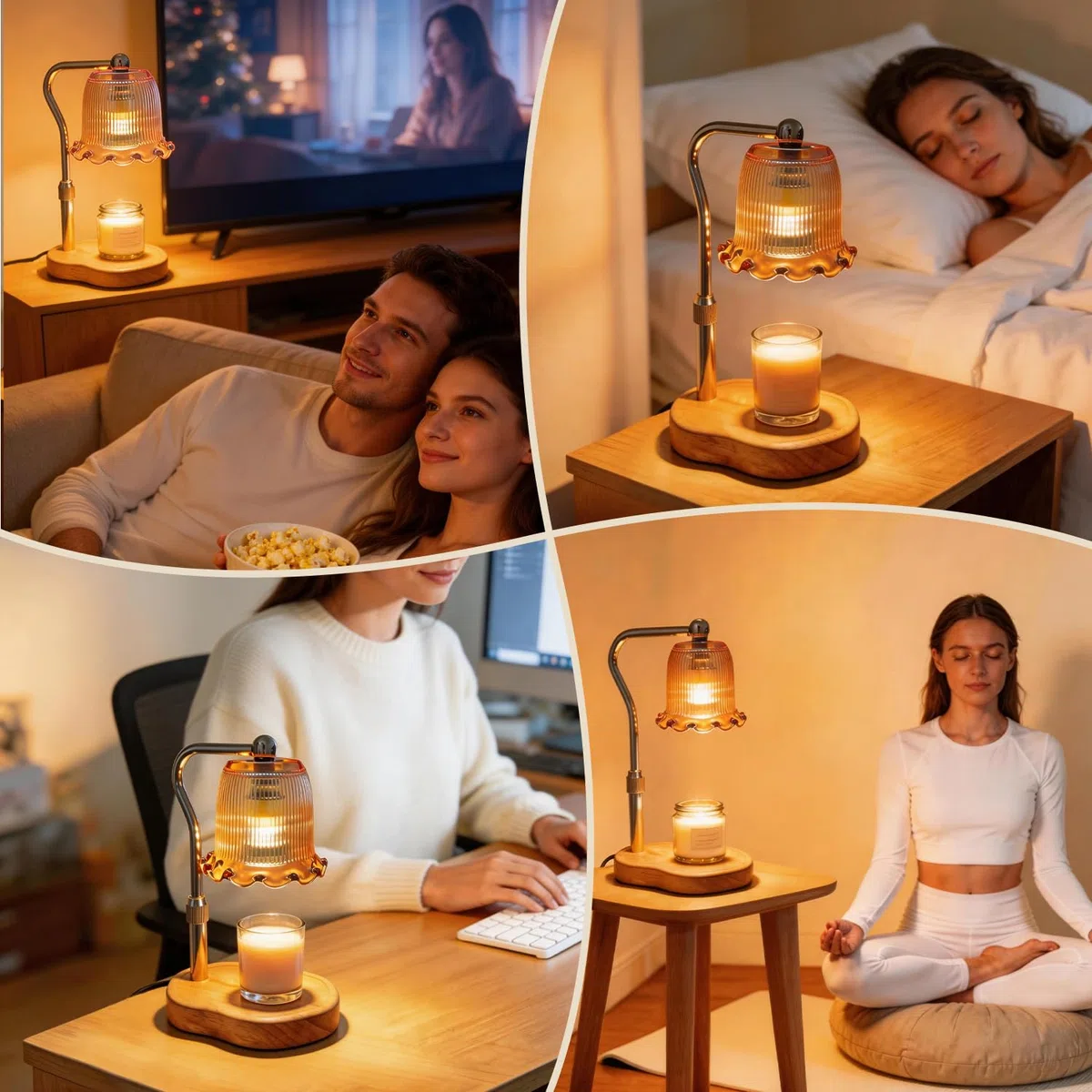 Lámpara calentadora de velas con regulador, calentador de cera para velas en tarro, lámpara de vela sin llama con temporizador, incluye 2 bombillas, calentador de velas regalos para mamá y mujer