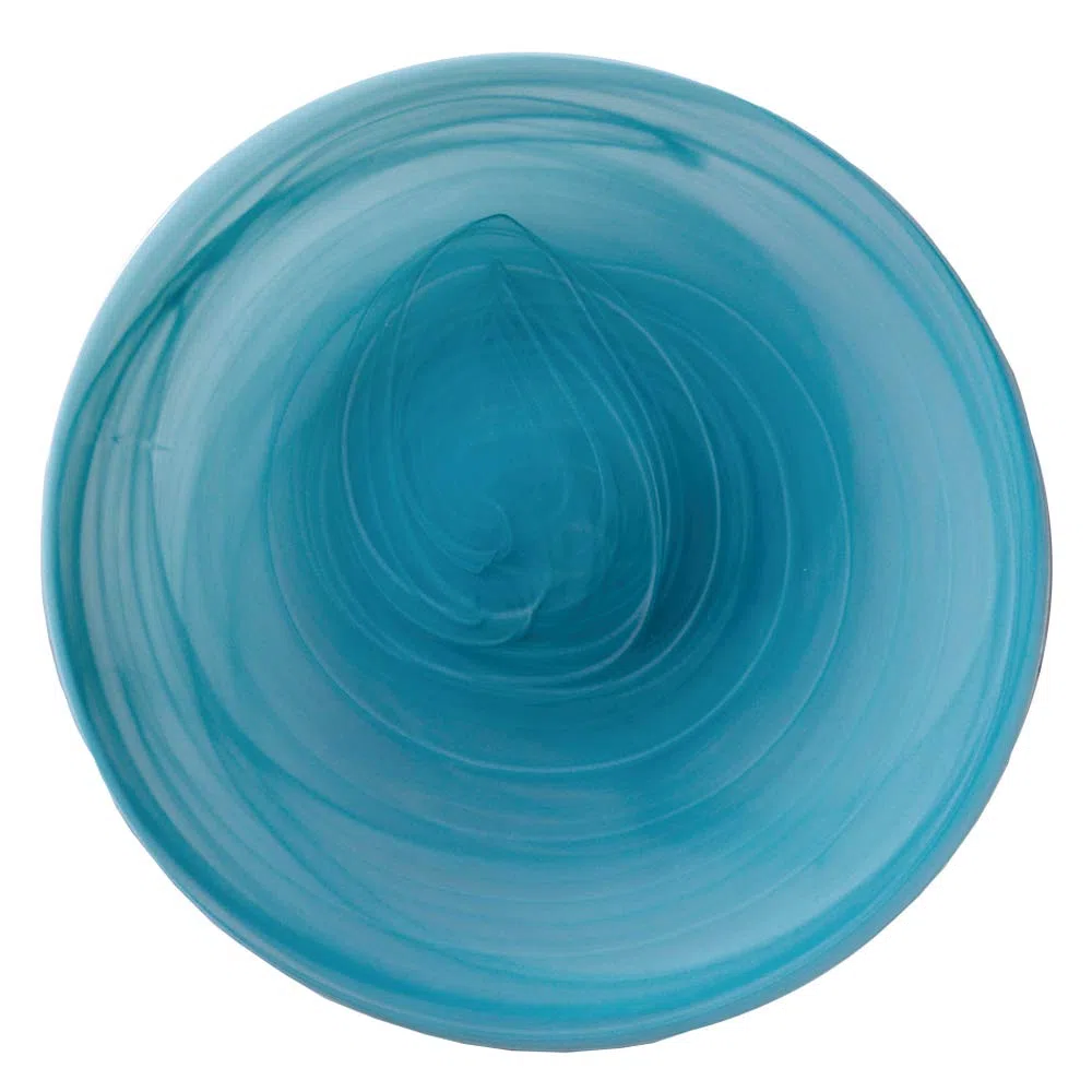 EME Pack Bajoplatos Azul Cristal con diseño de Líneas en Espiral Círculo. Diámetro: 33 cm. Contiene: 6 unidades. Bajoplatos Cristal disponible en Rosa, Azul y Ámbar