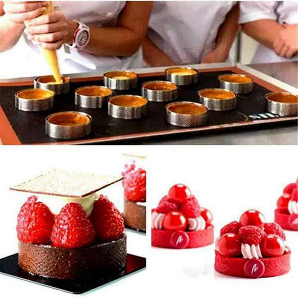 20 anillos redondos para tartas con orificios, frutas, quiches, mousses – Molde de horno 8 cm