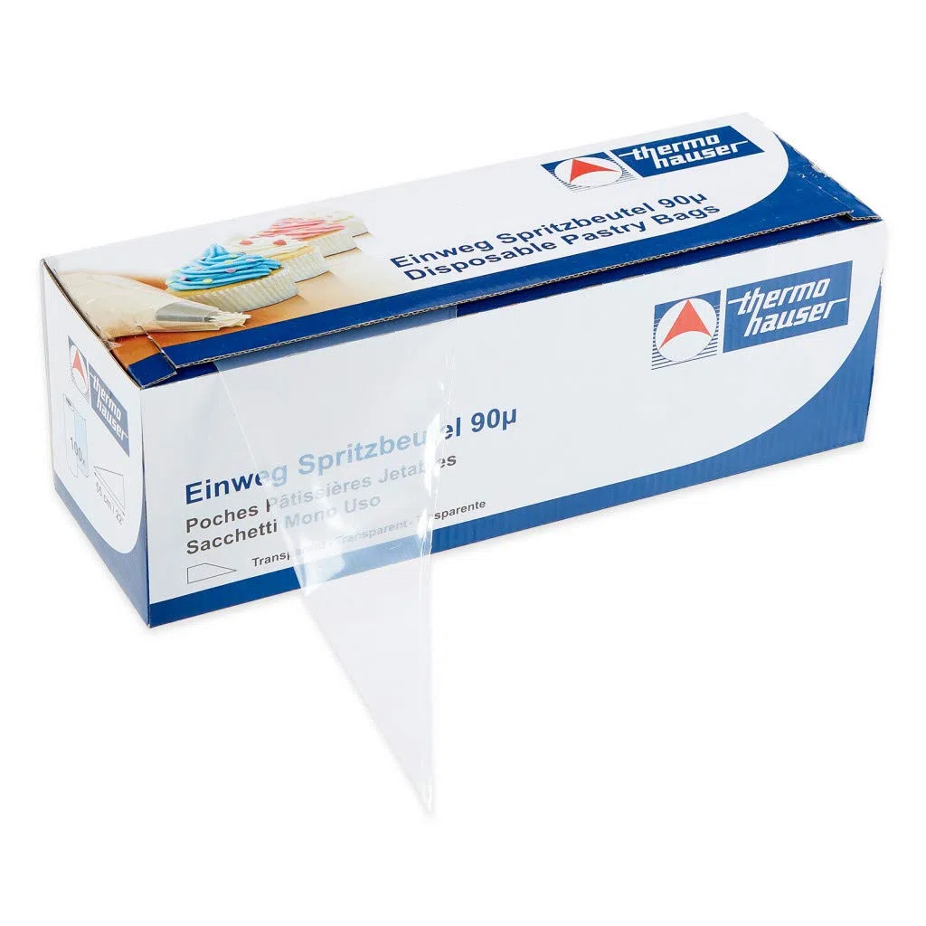 Thermohauser 8300018081 - Bolsas pasteleras desechables (plástico PE), transparentes, 100 unidades, 55,0 x 27,0 x 0,009 cm