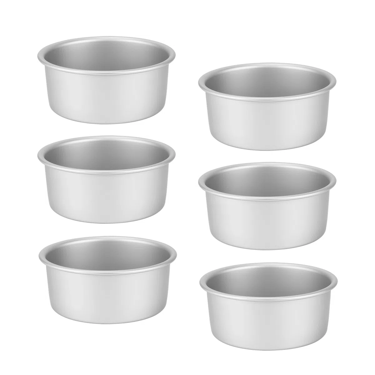 6 Piezas Molde Desmontable Ø 10 cm, mini molde redondo para pastel de aluminio, para bizcochos, repostería y tartas, plateado