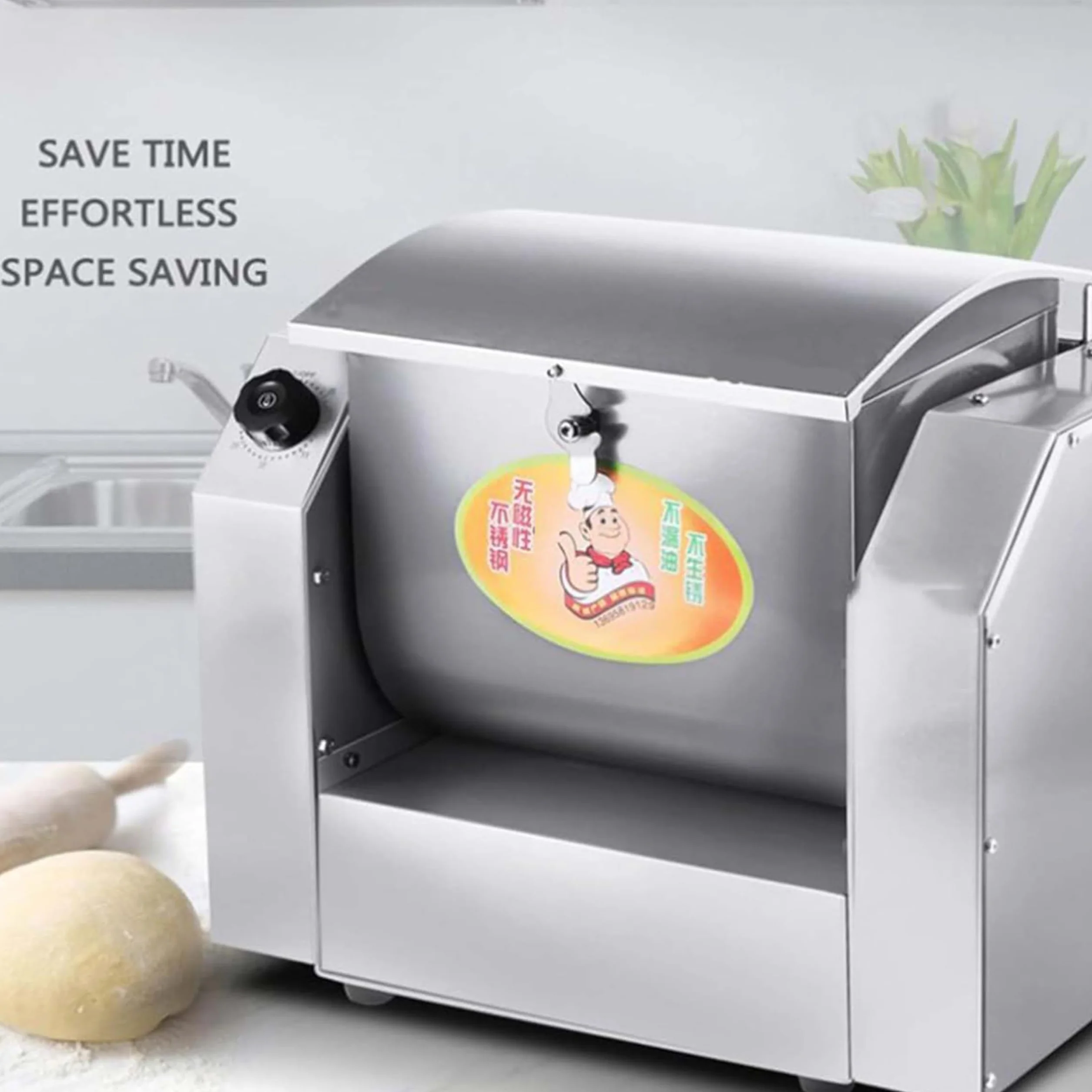 Amasadora comercial automática de harina con temporizador, batidora eléctrica de alta resistencia para pizza, cubeta de acero inoxidable 304, equipo de cocina profesional, 3 kg
