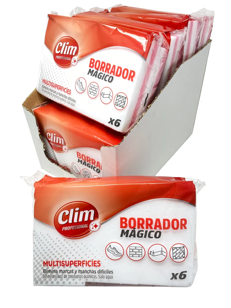 Clim Profesional. 60 Esponjas Mágicas Borra Manchas | Borrador para Limpiar Suciedad y Manchas en Paredes, Zapatillas, Muebles, etc | Limpieza Fácil con Melamina sólo Humedecer con Agua