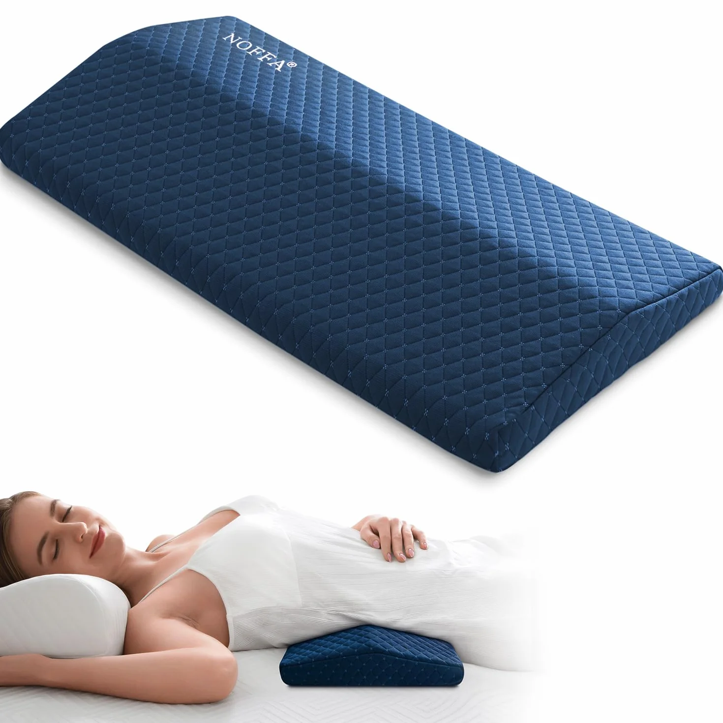 Almohada Lumbar Dormir, Cojín Lumbar Cama de Espuma Viscoelástica, Apoyo Ortopédico para la Cintura, la Espalda, Dureza y Altura Ajustables
