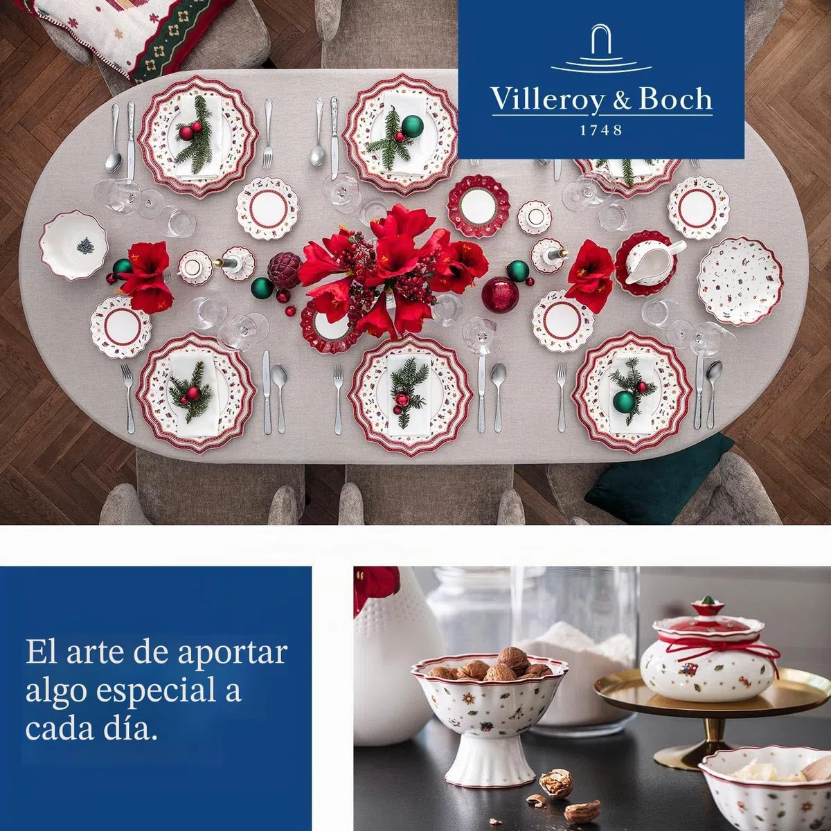 Villeroy & Boch – Toy's Delight Specials plato de presentación, plato grande para pizza, tartas, plato de servicio de porcelana, vajilla navideña, 30 cm Ø, apto para lavavajillas y microondas