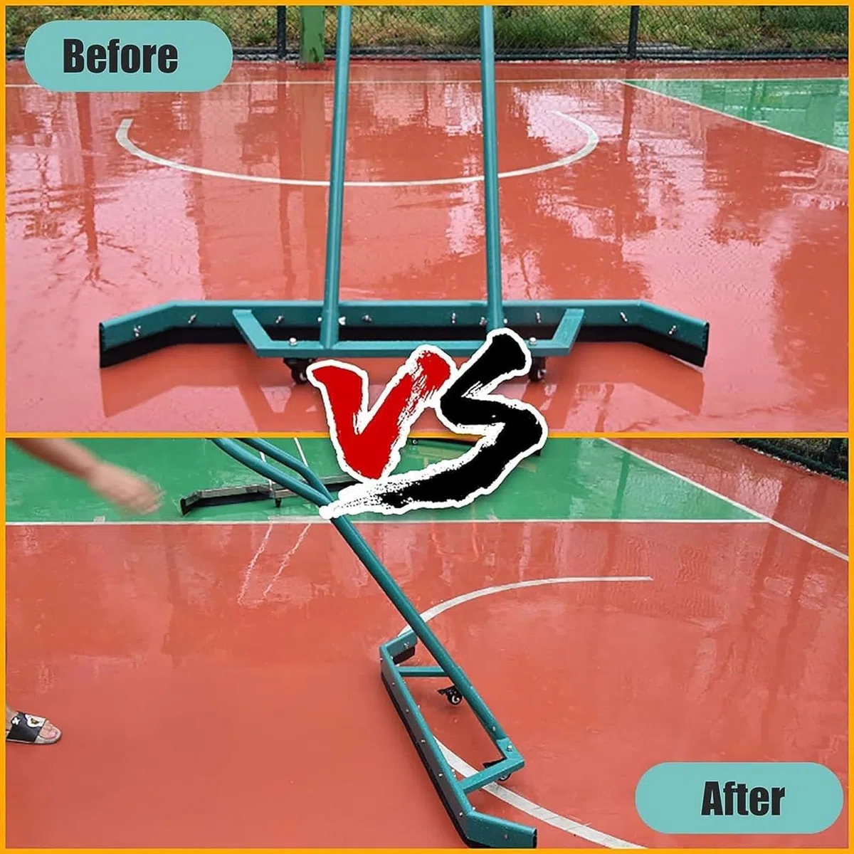 Rasqueta de agua para suelos, eliminación de agua comercial, limpieza de un solo empuje, para canchas de baloncesto, pistas, suelos de cemento, uso en interiores