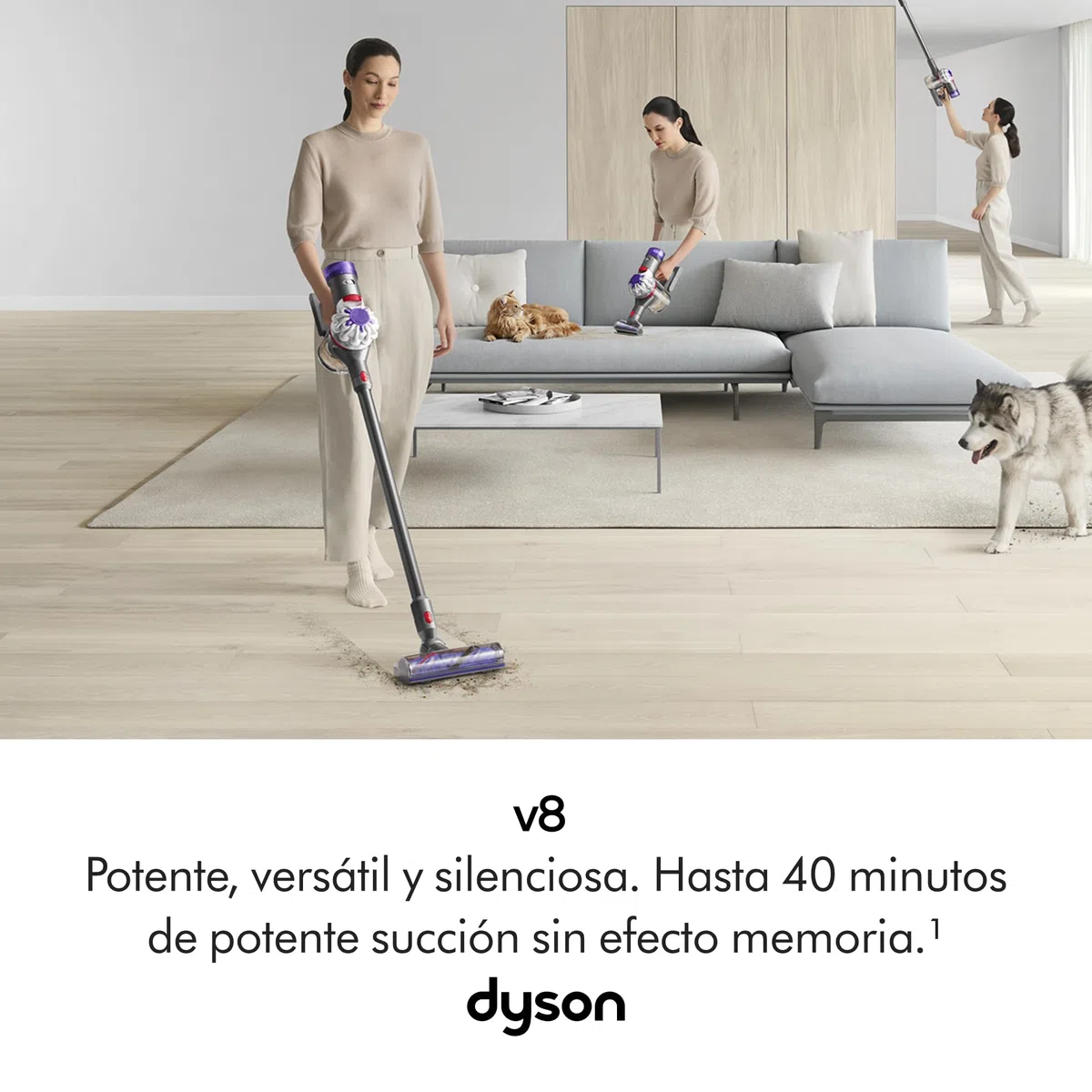 Dyson V8 Origin Aspiradora Sin Cable, 115 AW, hasta 40 min de autonomía, Cepillo Motorbar Anti-enredos, aspiradora de Mano y Suelo