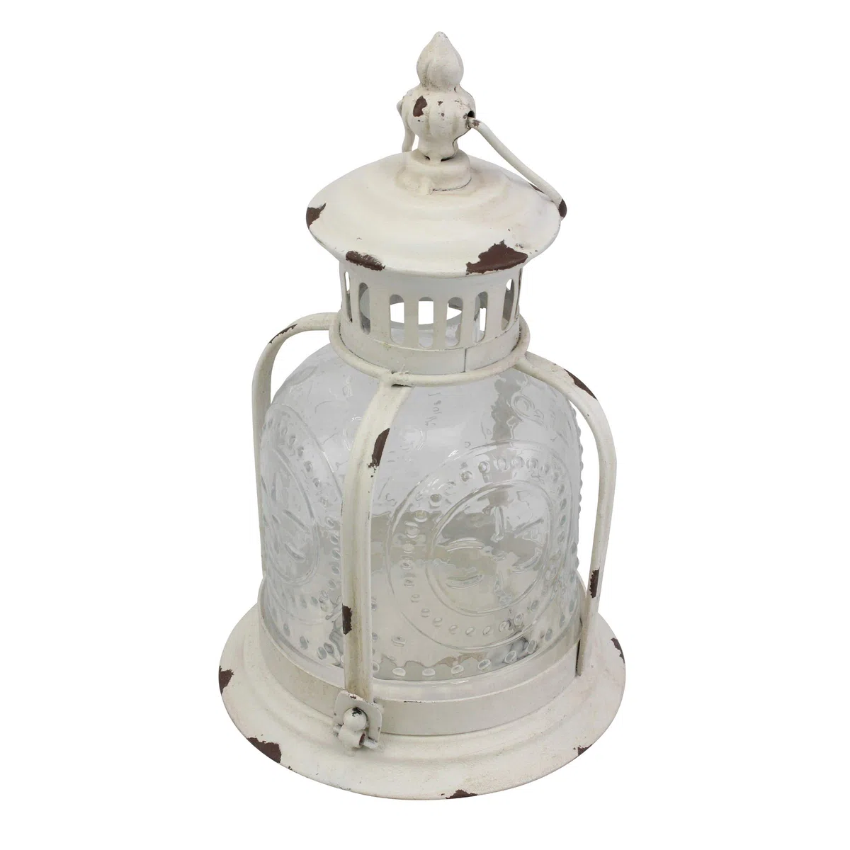 Stonebriar - Farol de Metal Blanco Desgastado Antiguo, úsalo como decoración para Fiestas de cumpleaños, un Centro de Mesa rústico de Boda, o CREA un Ambiente Relajante de SPA, para Uso en Interiores