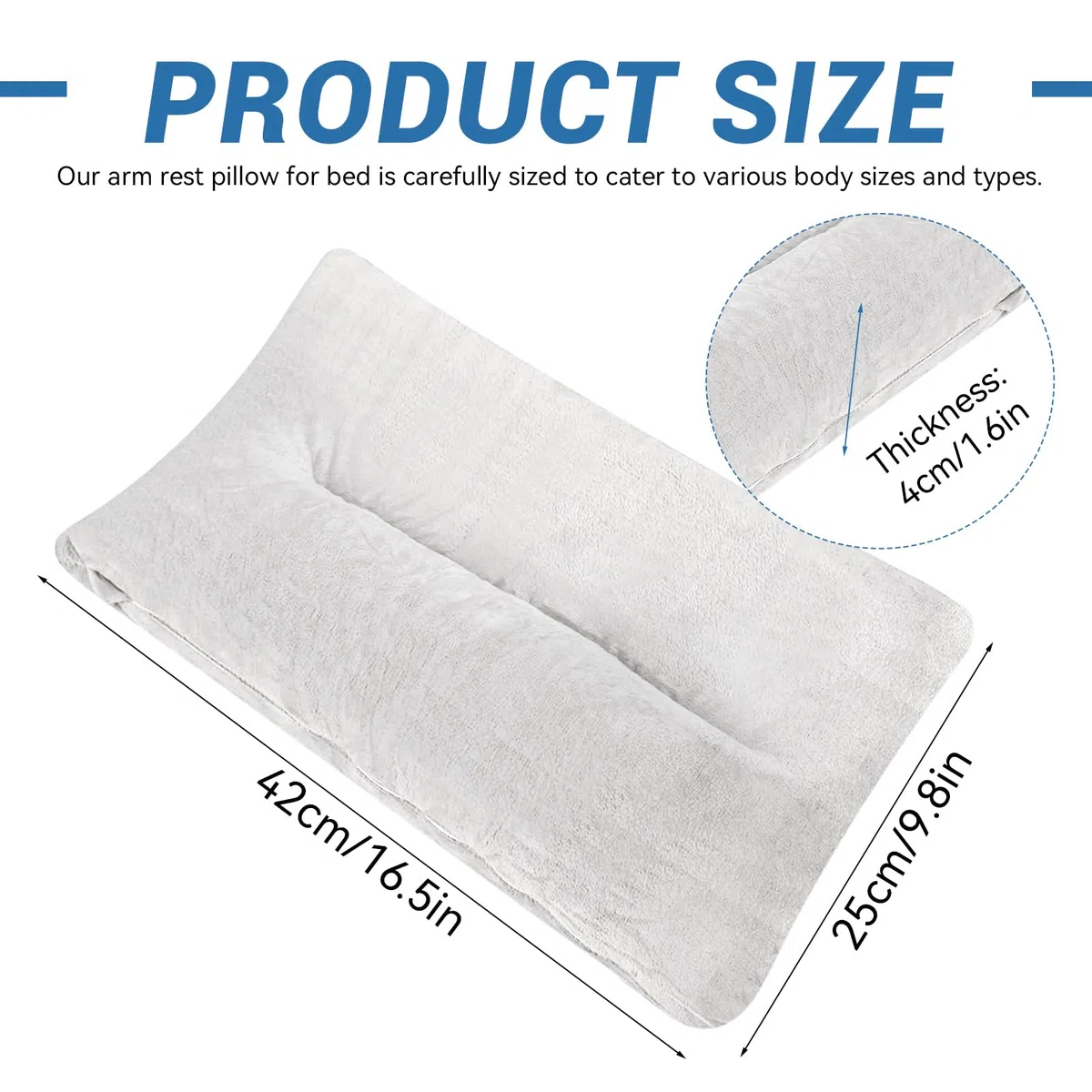 Almohadas de brazo para adultos, almohada de espuma viscoelástica, recuperación de lesiones y cirugía, perfecta para personas que duermen de lado, cojín de reposabrazos para aliviar el