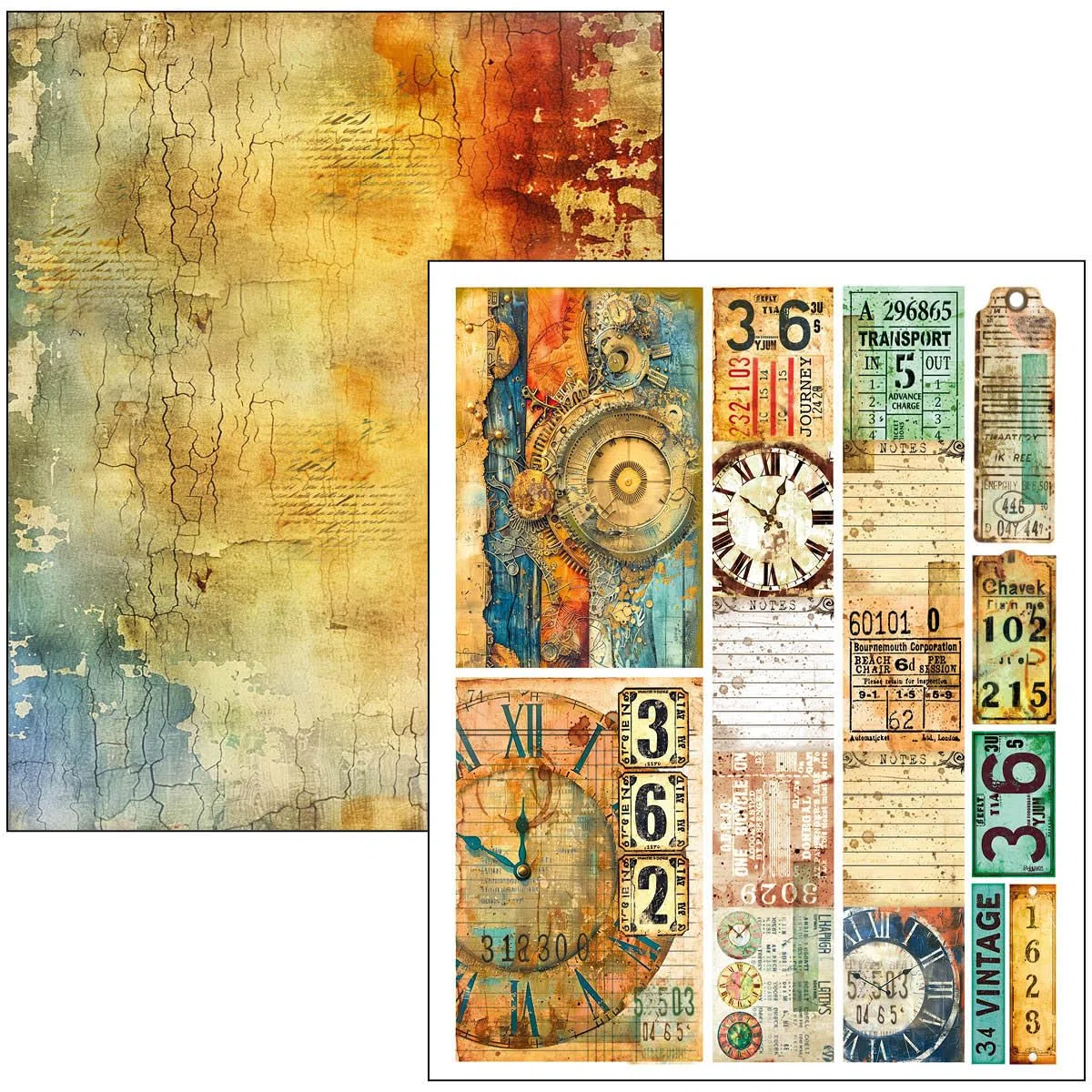 Ciao Bella Mixed Media Book A4 Maxi - 39 páginas de patrones + 11 páginas de efímera (tiempo pasado)