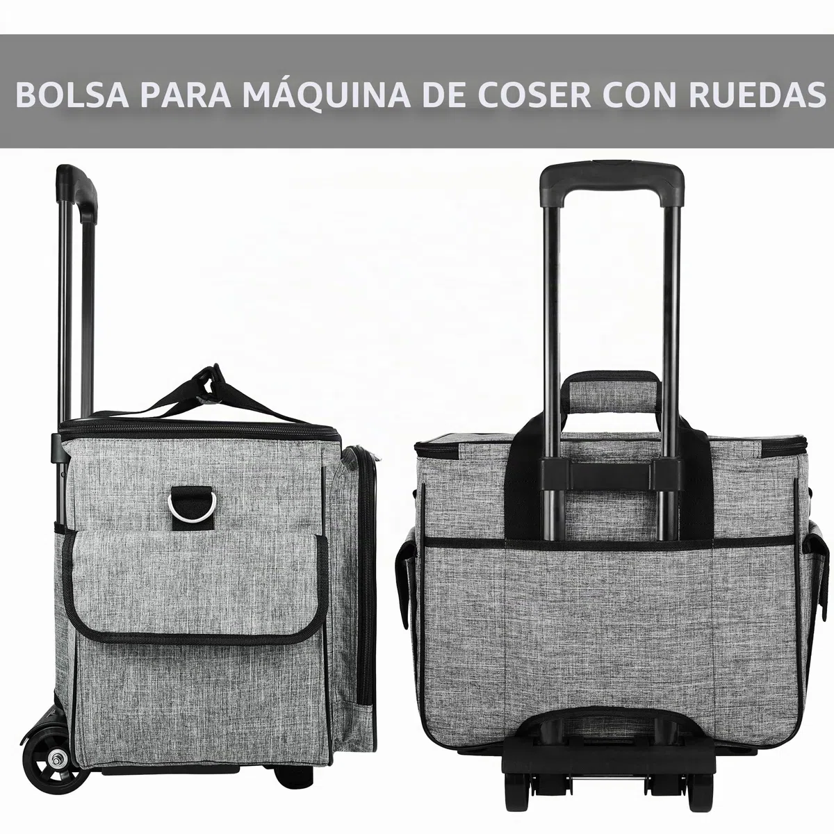cab55 Estuche para máquina de Coser con Ruedas, Funda de Transporte Desmontable para máquina de Coser con Ruedas, Bolsa de Mano con Tabla de Madera Inferior extraíble para la mayoría de máquinas de