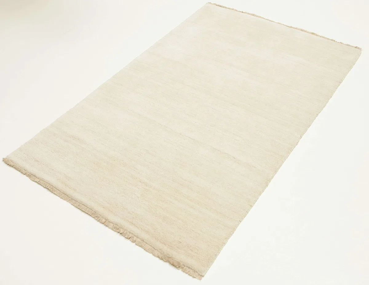RugVista Handloom Fringes Alfombra, 100 x 160 cm, Ivory | Modernas, Rectangular, Pelo medio, Limpieza en seco, Sala de estar, Comedor, Dormitorio