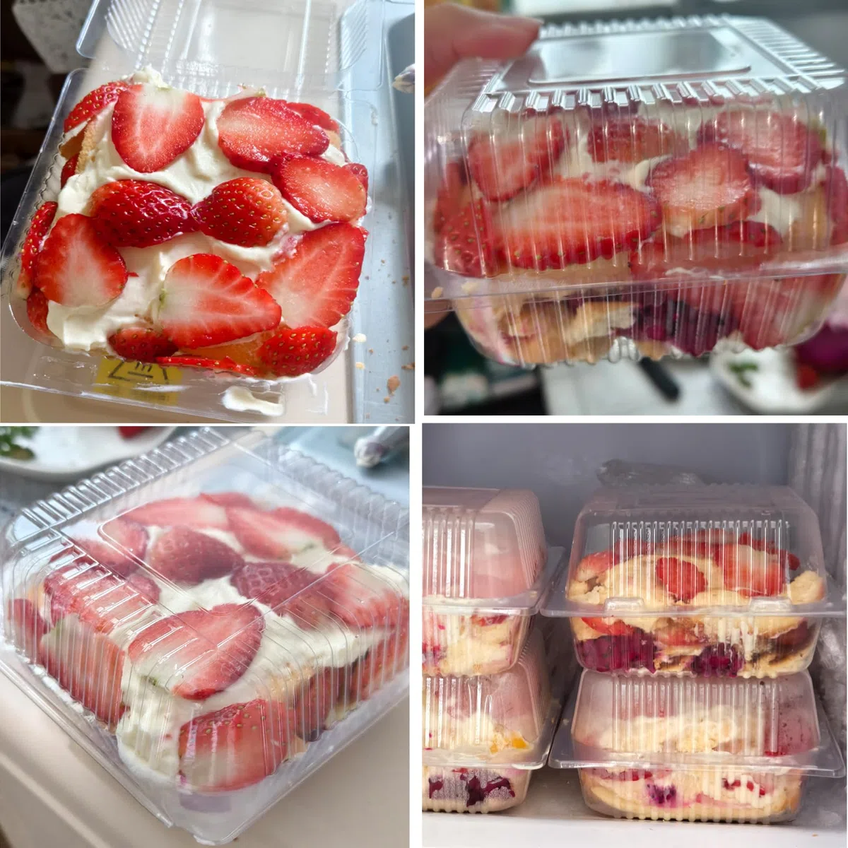 100 cajas individuales de 5.3 pulgadas, cajas cuadradas transparentes apilables de plástico para porciones, magdalenas, hamburguesas, ensalada, pastelería