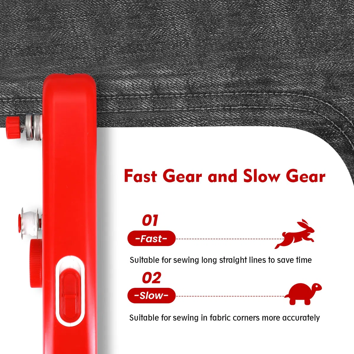 Máquina de Coser Portátil de Mano, Mini para Principiantes, Eléctrica con Puntada Rápida y Velocidad Ajustable, Kit de Reparación de Ropa DIY para Hogar y Viaje con Accesorios (Rojo)