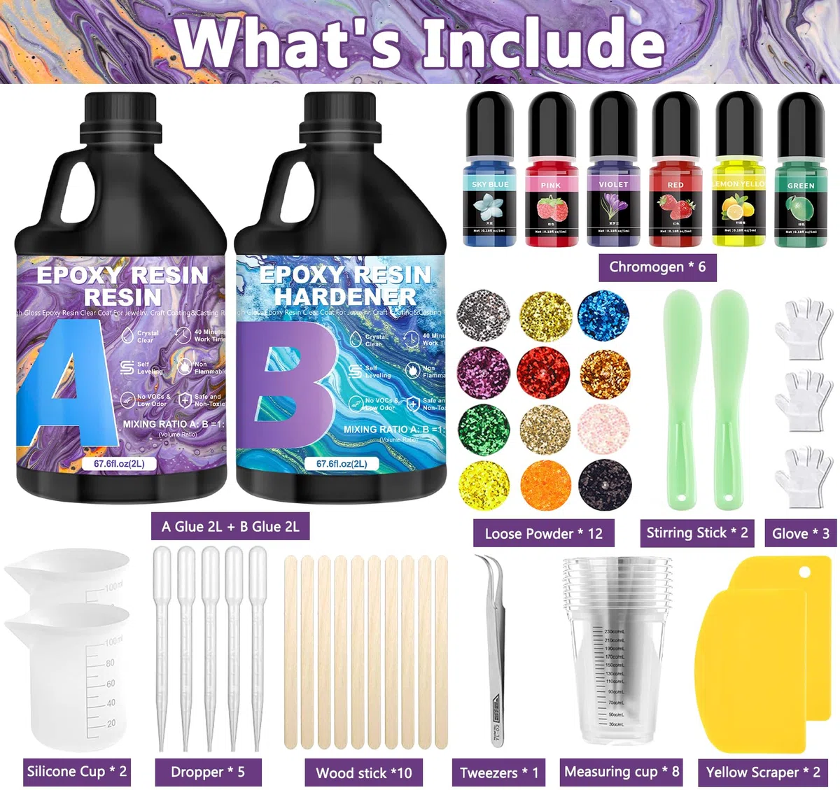 Kit Resina Epoxy Transparente 4L/135.2oz, 1:1 Relación, para Manualidades, Hacer Llaveros, Molde, Joyería, Mesa, Madera, DIY, Posavasos