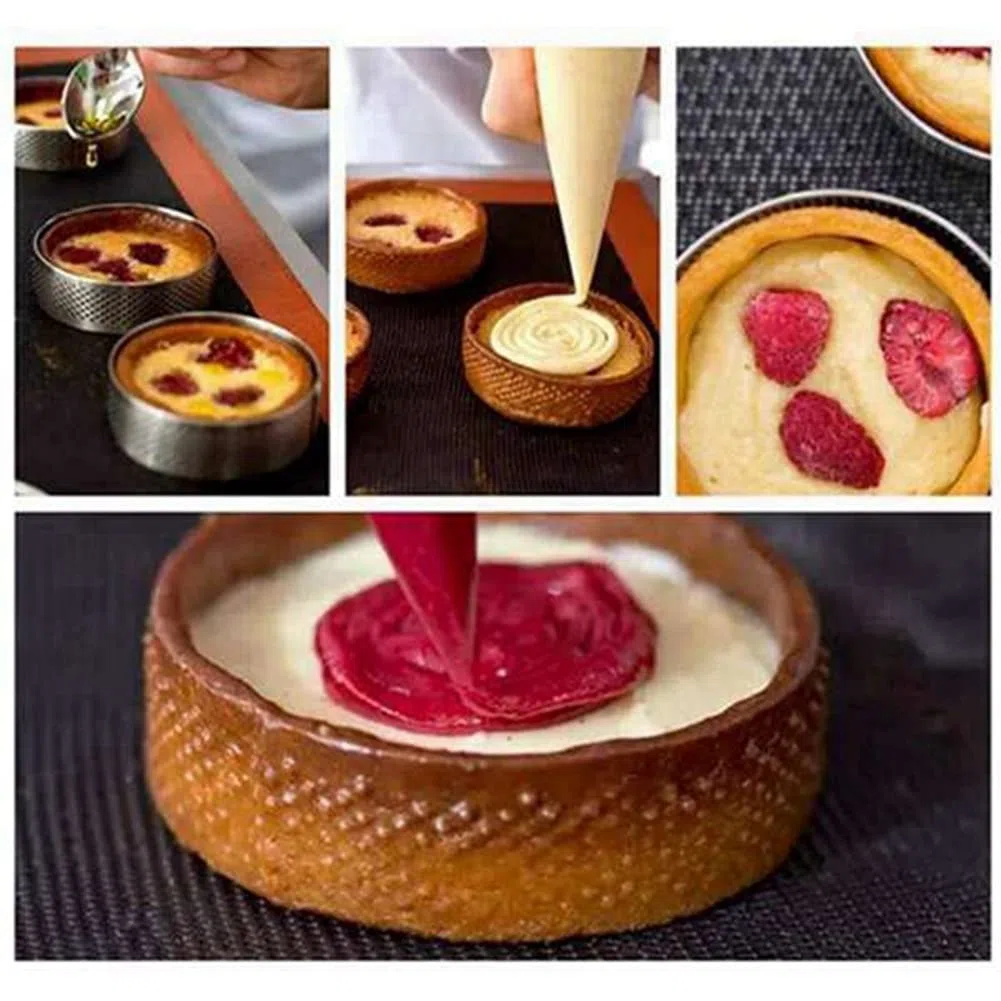 20 anillos redondos para tartas con orificios, frutas, quiches, mousses – Molde de horno 8 cm