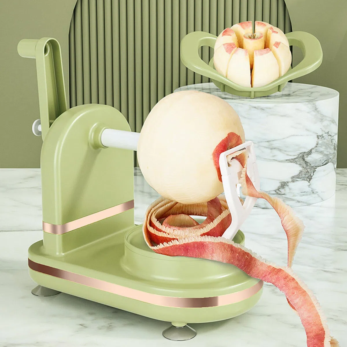 Pelador de Frutas pelador de manzanas Multiusos ,Fácil de Usar ,Seguro ,Eficiente ,Máquina para Pelar Frutas ,Cuerpo Exquisito de PP con Cortador de Frutas para Obieraczki