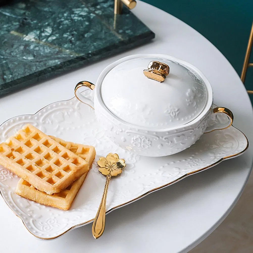 Homoyoyo Juego De Soperas De Porcelana Blanca Con Tapa - Elegantes Soperas Para Sopa y Ensaladas - Ideal Para Servir En Comidas Especiales Cerámica De Juego De 2 Piezas