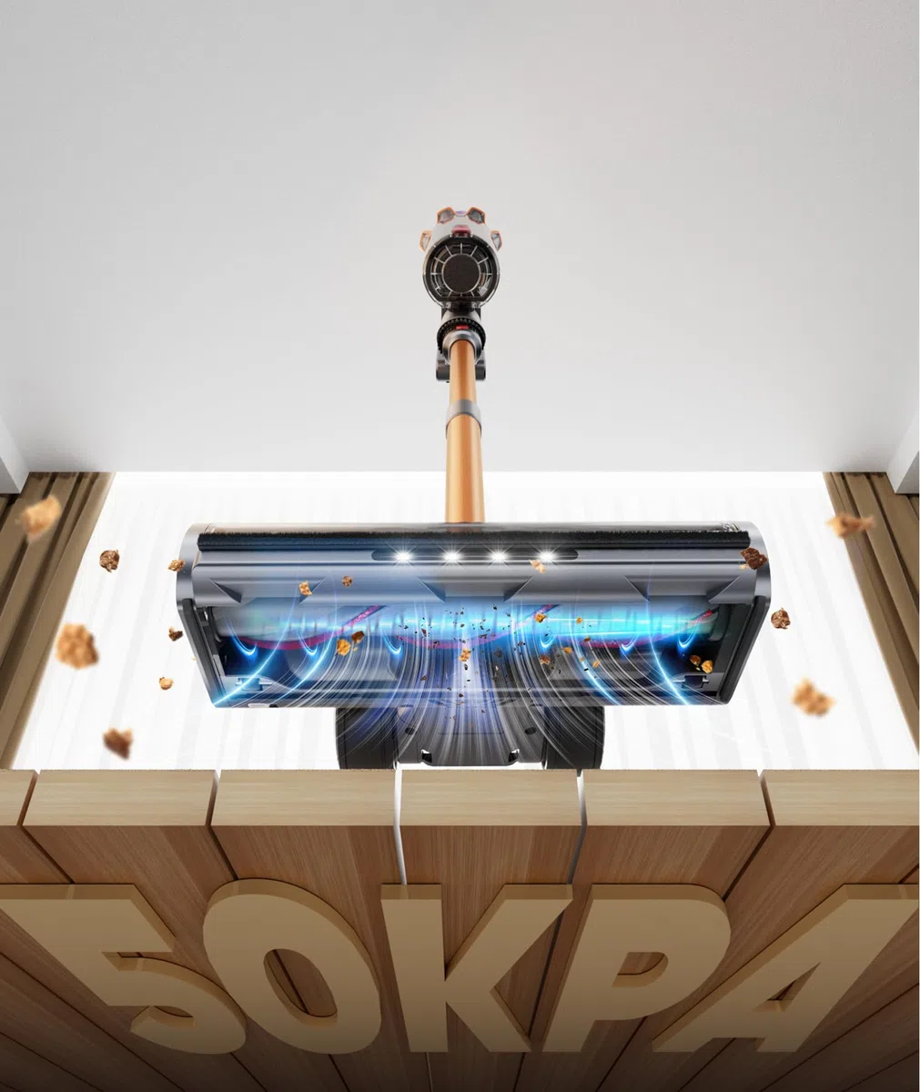 Aspiradora sin Cable 600W/50KPA/65Min (ECO), Escoba Aspiradora sin Cable Potente con AUTO Modo, Carga de Pared, Aromaterapia, Manguera de 1M, Cepillo Antienredos para Cabello/Alfombras/Pisos(X7A Pro)