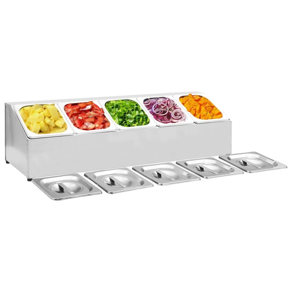 Furniture Select-Gastronorm - Contenedor con 5 bandejas GN 1/6 de acero inoxidable