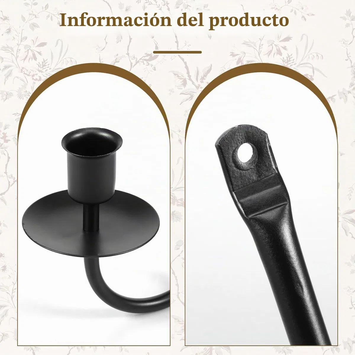 2 candelabros de hierro mental, candelabros de pared para colgar en la pared, en forma de L, 40 x 7 x 11 cm, portavelas de pared negro para dormitorio, comedor, sala de estar