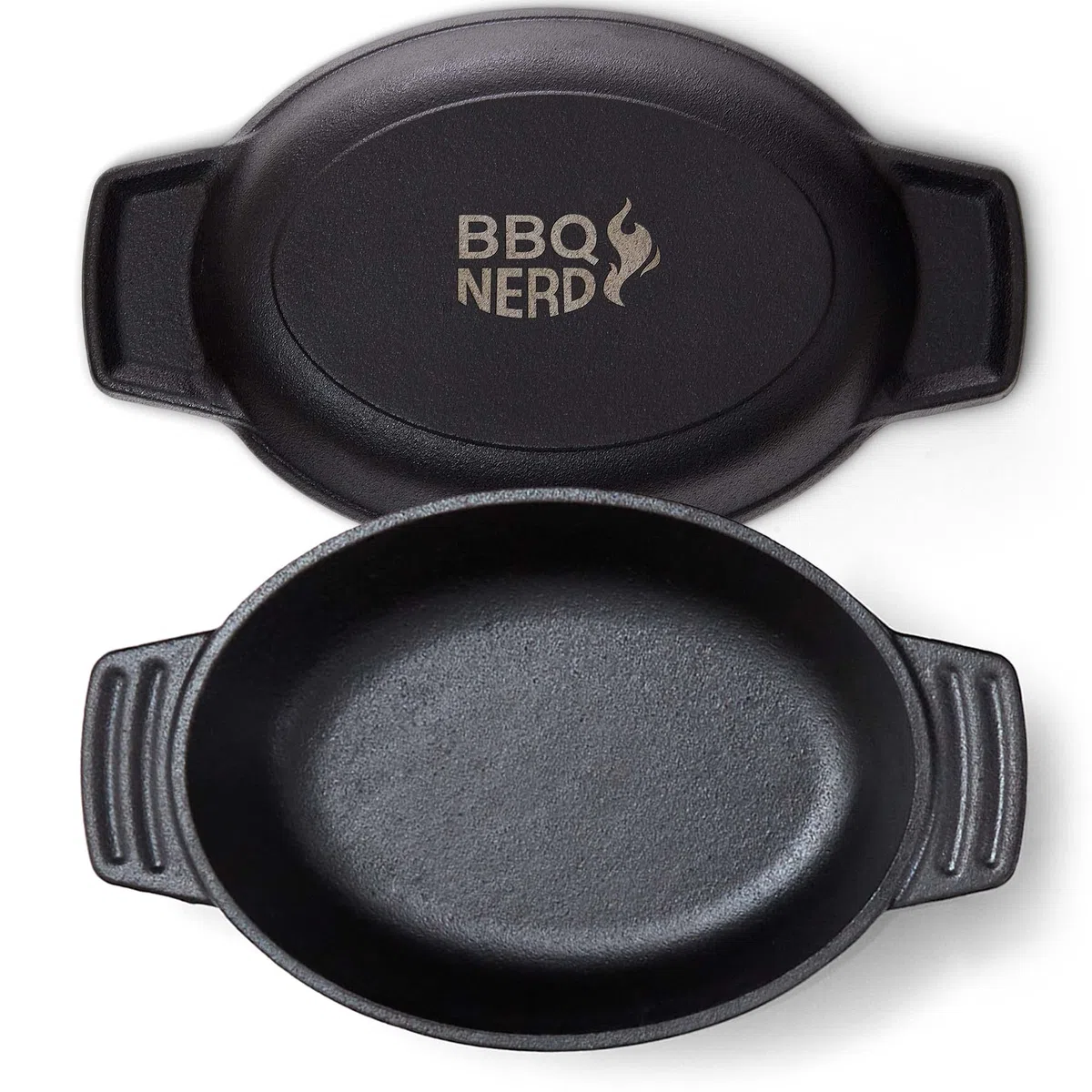 BBQ-Nerd© - Sartenes para servir de hierro fundido en juego de 6 sartenes, ovalados, 22,5 x 13 cm, para freír, hornear, asar a la parrilla, servir