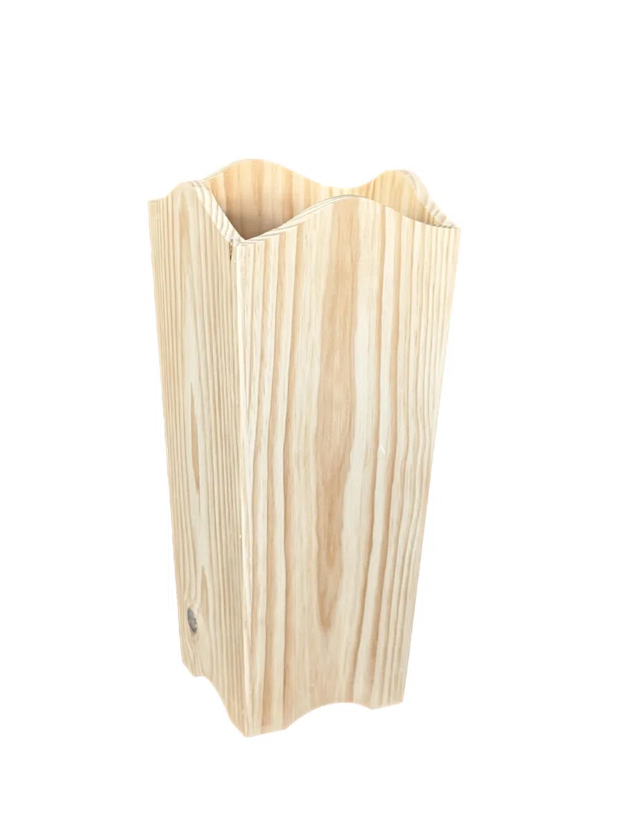 GRECA Paraguero con Ondas de Madera de Pino Macizo. En Crudo, para Pintar. Medidas (Ancho*Fondo*Alto): 22 * 22 * 50 cm.