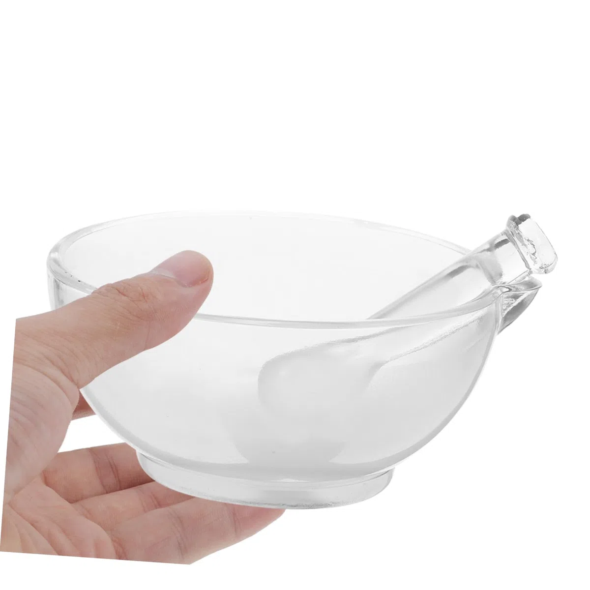 Juego De Mortero y Cuenco De Vidrio 150 Mm Con Pistilo Antideslizante Para Laboratorio y Cocina, Mortero Resistente Para Moler y Mezclar Medicamentos y Especias