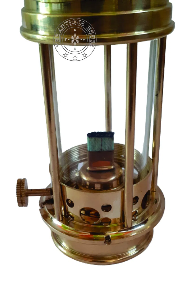 Lámpara de minero de latón 100% funcional, 17,78 cm, antiguo, barco, barco, aceite, farol para decoración del hogar, regalo