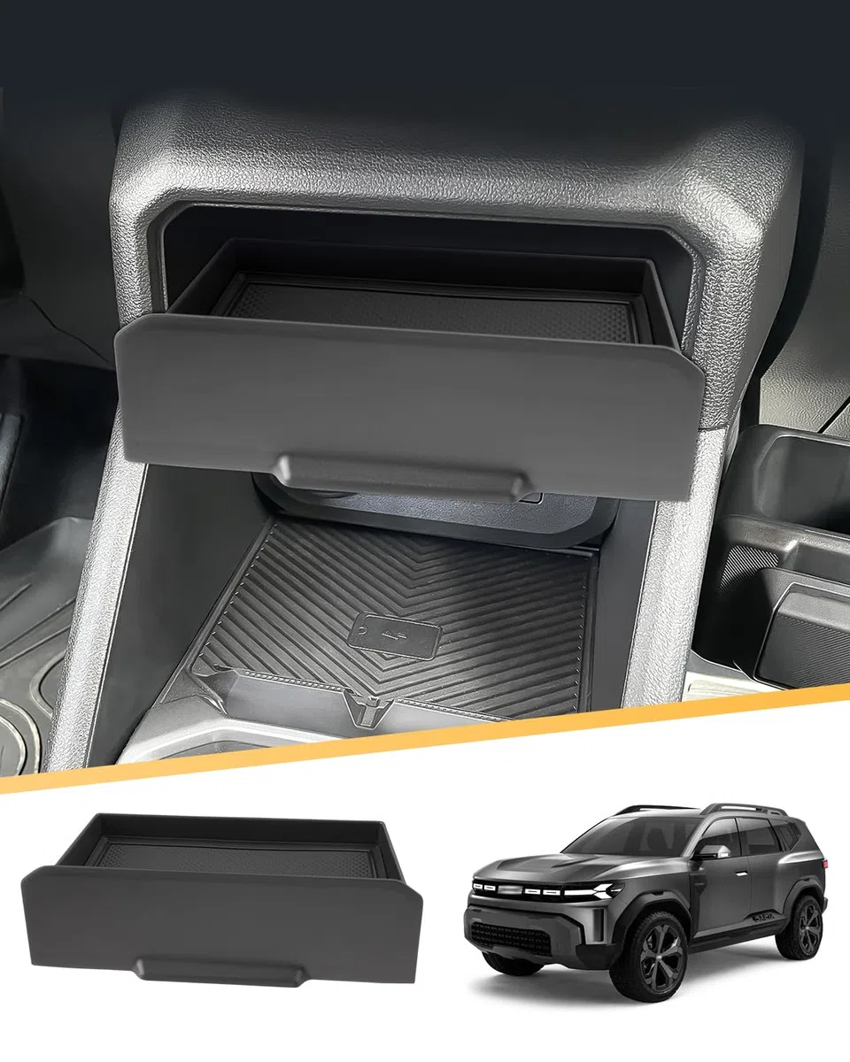 LFOTPP Consola central con cajón deslizable Caja de almacenamiento para Dacia Duster 3 2024 2025 2026, Reposabrazos central deslizable Duster 3 Organizador Bandeja Almacenamiento, Accesorios para