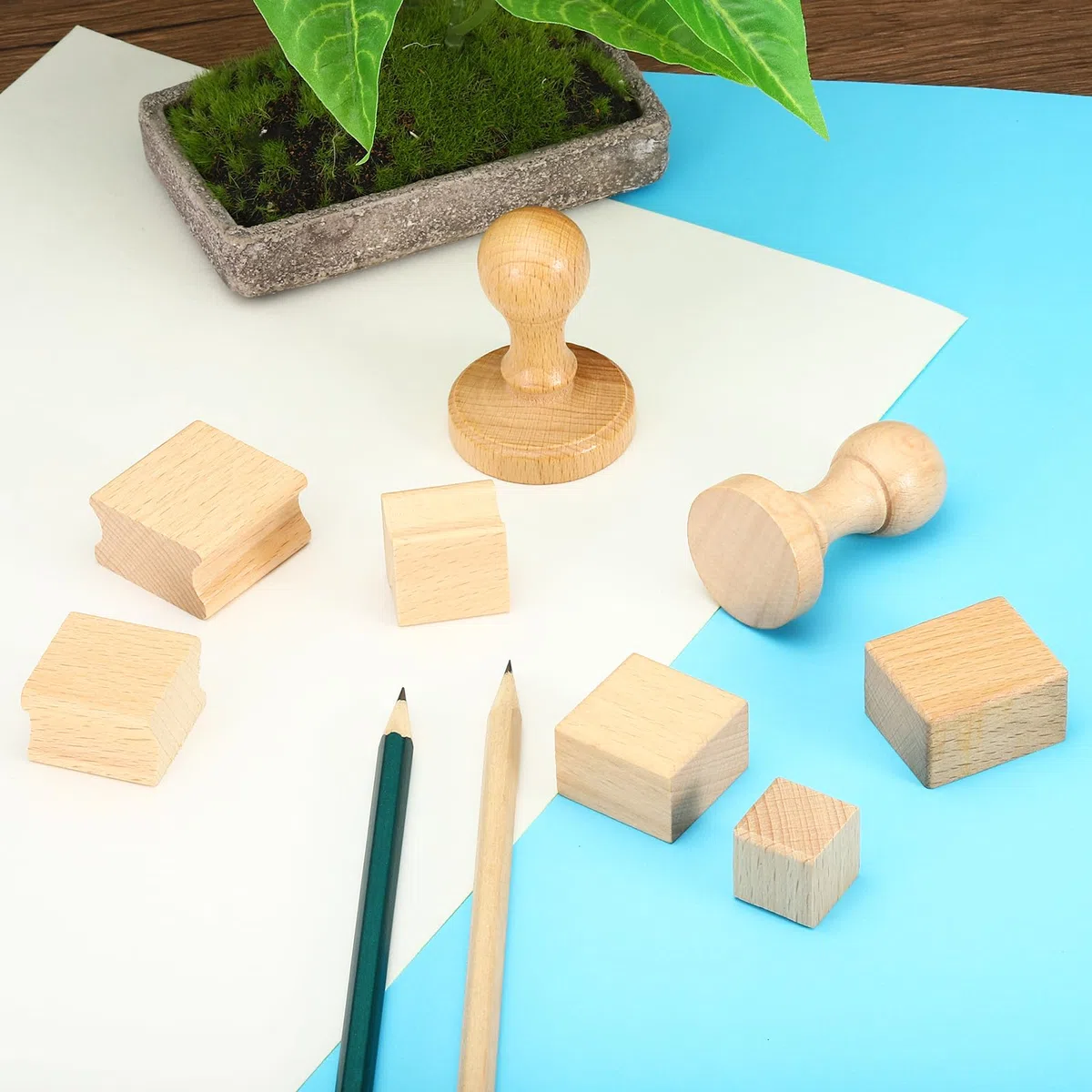 PATIKIL Mango de Madera para Sellos de 45 mm Pack de 5 Pomos de Madera para Sellos Tiradores de Cajón para Crear Sellos Manualidades Scrapbooking Marrón