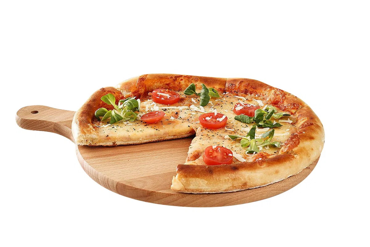 Tabla de pizza redonda. Tabla de madera. Tabla de cortar Pizza. Madera maciza - 40 cm