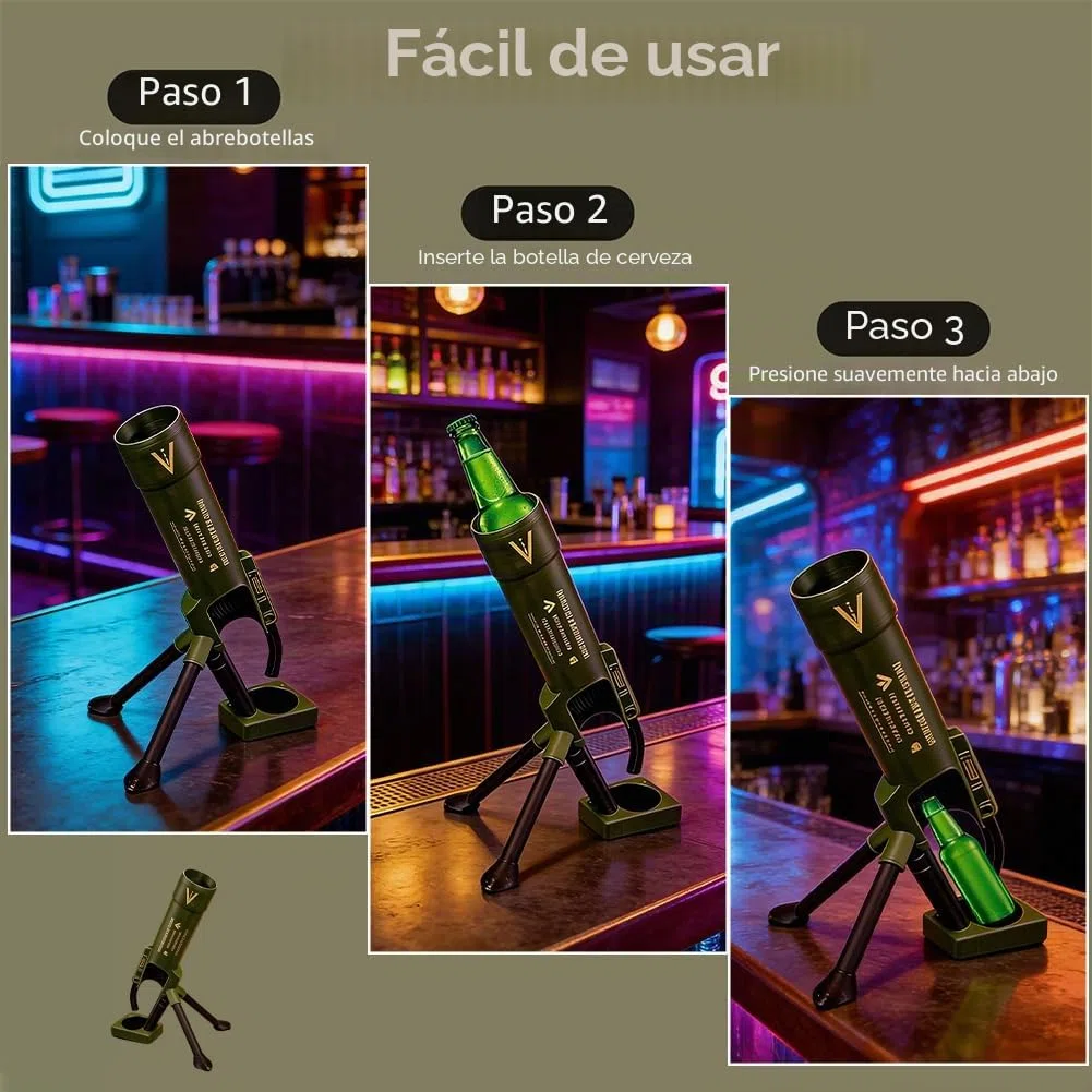 Abridor de botellas de cerveza de mortero de 51 mm, lanzador de tapas tácticas resistentes, abridor manos libres para cerveza, bar, escritorio, decoración del hogar, regalo único para hombres