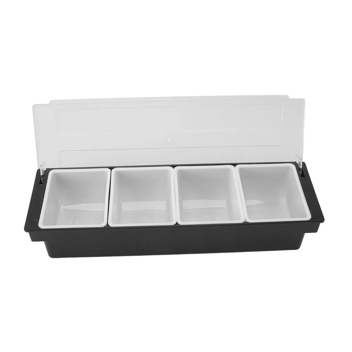 Haofy Organizador de Carrito de Condimentos, Carrito de Servidor de Condimentos, Carrito de Guarnición de Bar, Carrito de Frutas con Tapa para Bar, Restaurantes, Fiestas, Camping(4 Compartimentos)