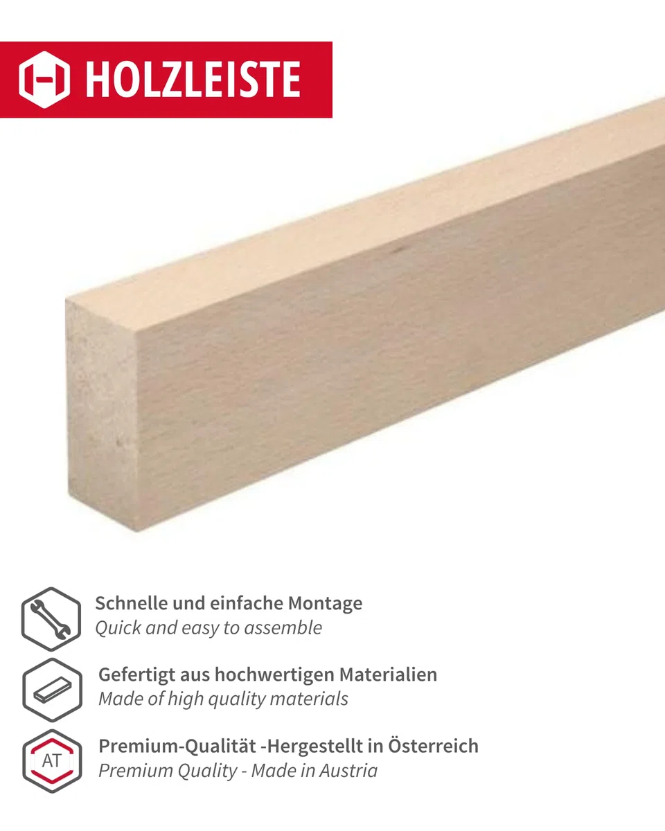 Gedotec Listones de madera de haya para manualidades y construcción - 95 cm | juego de 10 10x29x950 mm | BASIC | Listón para bricolaje y muebles - haya sin tratar y sin nudos