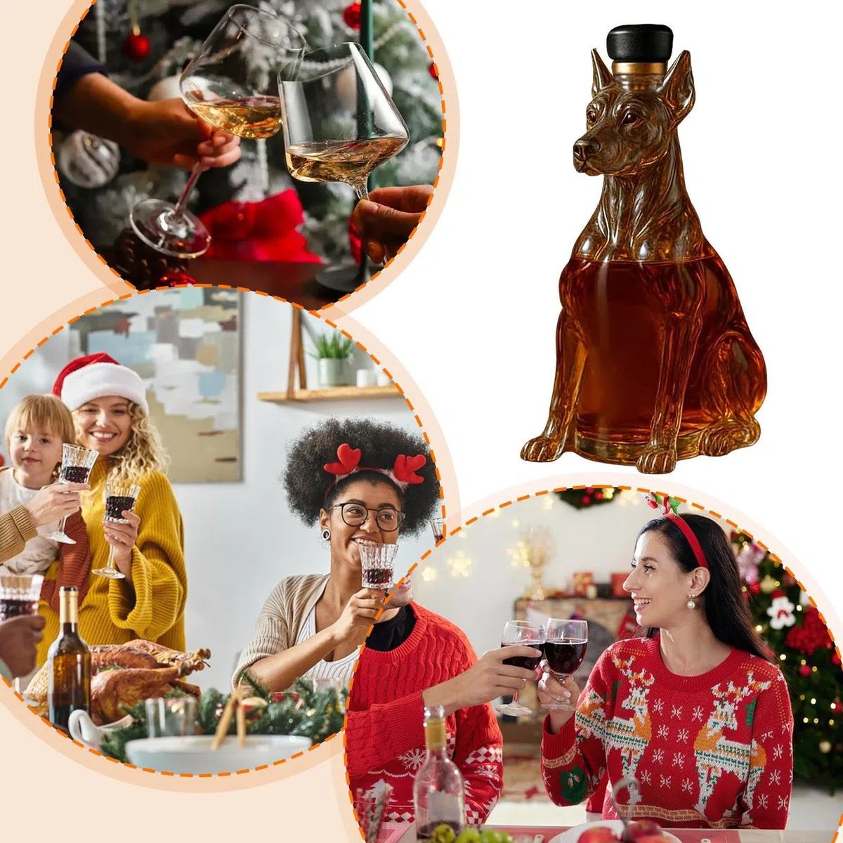 Generico Botella de whisky | Objeto decorativo en forma de perro de 350 ml | Decantador para licores y licores - Para hombre, papá, bar, casa, comedor, cocina, , boda, cumpleaños