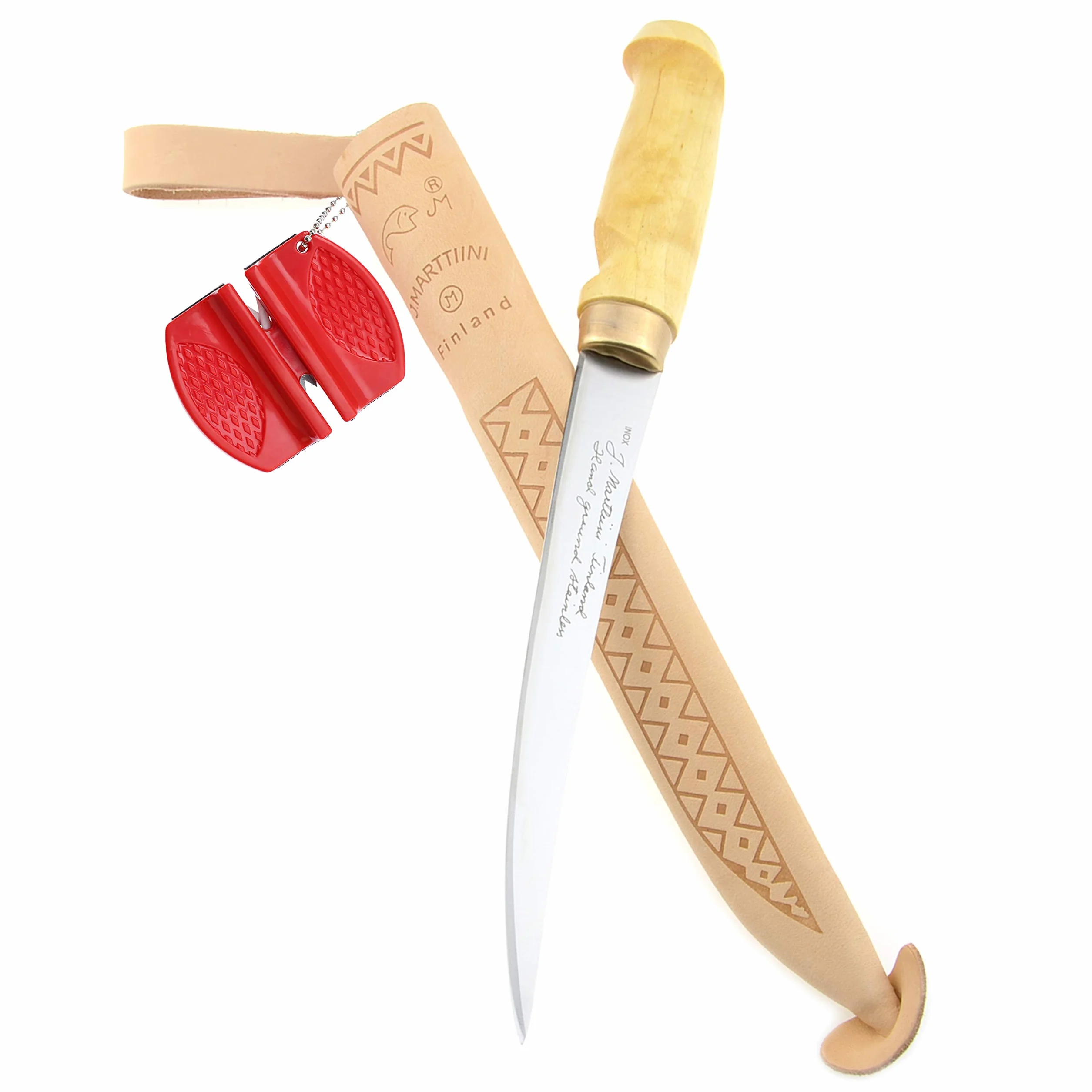 Marttiini Cuchillo fileteador clásico de 31 cm, hoja de 19 cm + afilador RTX y combo Sharpener