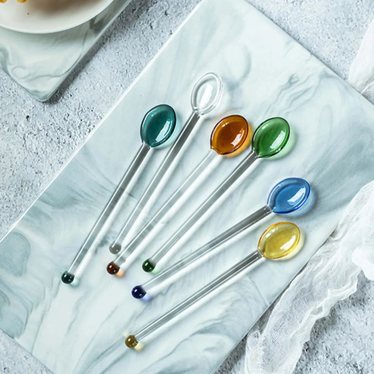 6 Cucharas De Cristal Transparente De 6.69 in Cuchara De Café De Mango Largo Resistente Al Calor Para Remover Bebidas Postres Y Servir En Hogar Restaurante Y Hotel