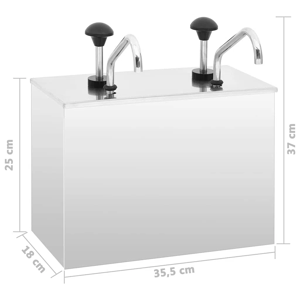 vidaXL Dispensador de Salsa Surtidores de Bomba Bote Cubo Bufés Hornear Barbacoas Reducir Pérdida Guardar Dosificadora de Acero Inoxidable 2x3,5 L