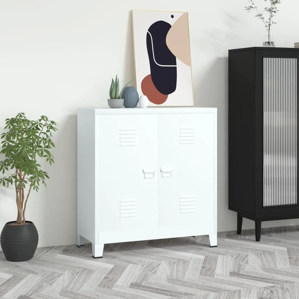 vidaXL Armario Industrial Oficina Despacho Archivos Estudio Almacenamiento Muebles Estante Decoración Acero Blanco 90x40x100 cm