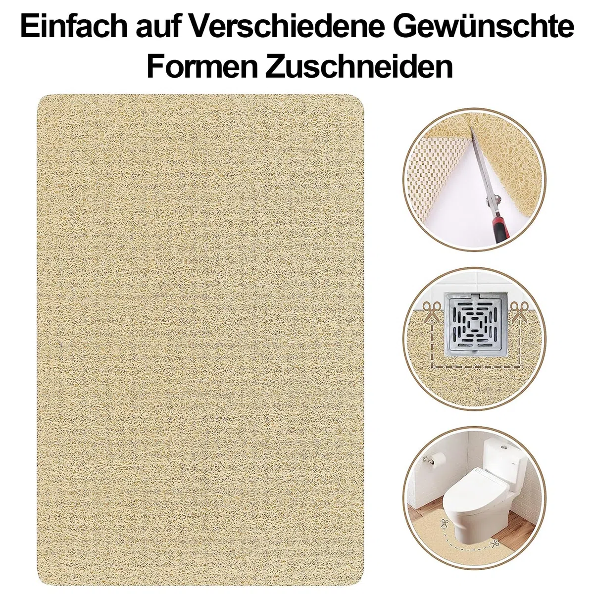 Alfombrilla de ducha antideslizante, de luffa, suave y cómoda, alfombrilla de ducha antideslizante para niños, familias y personas mayores (beis, 60 x 60 cm)