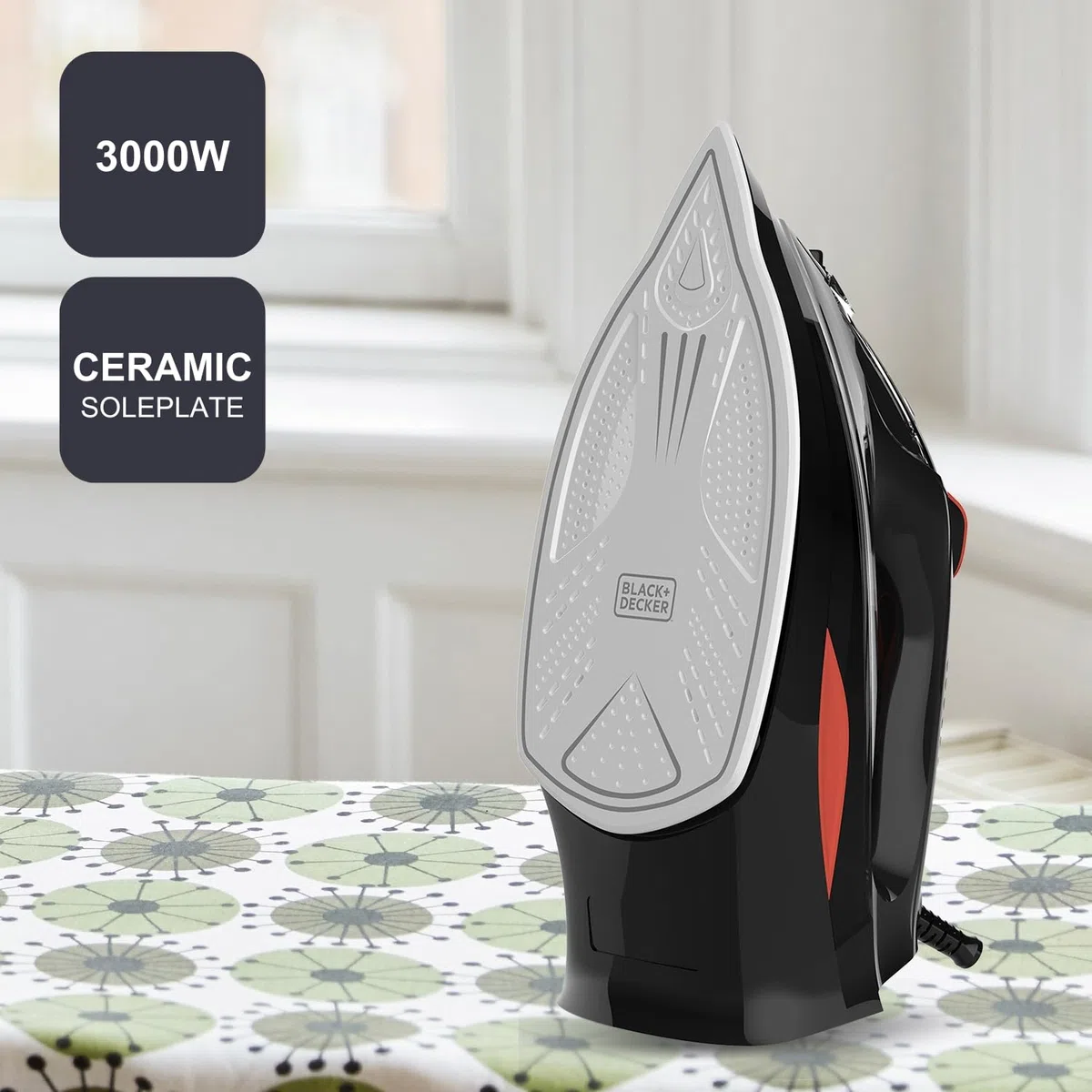 BLACK+DECKER - Plancha Vapor, 3000W, Suela Cerámica, Golpe Vapor 200g