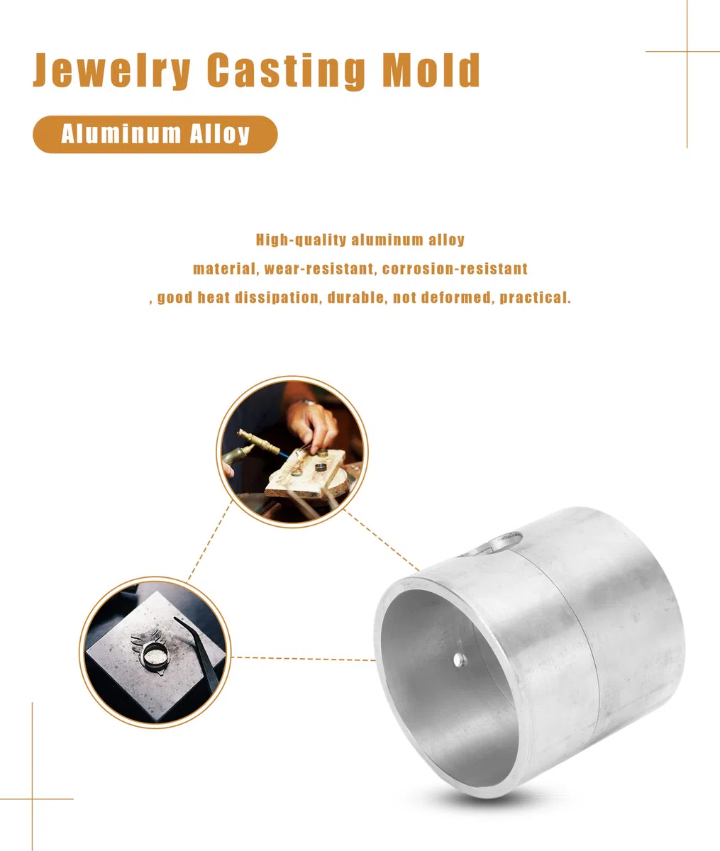 Gugxiom Caja de de Fundición, Molde de Fundición de Joyería Cilíndrico de Aluminio, Fabricación de Joyas de Bricolaje, Horno de Caja de de Fundición Resistente a